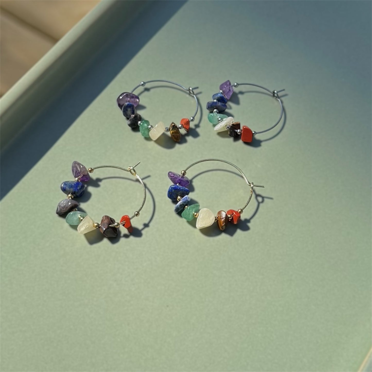 Seven Chakras Wire Hoop