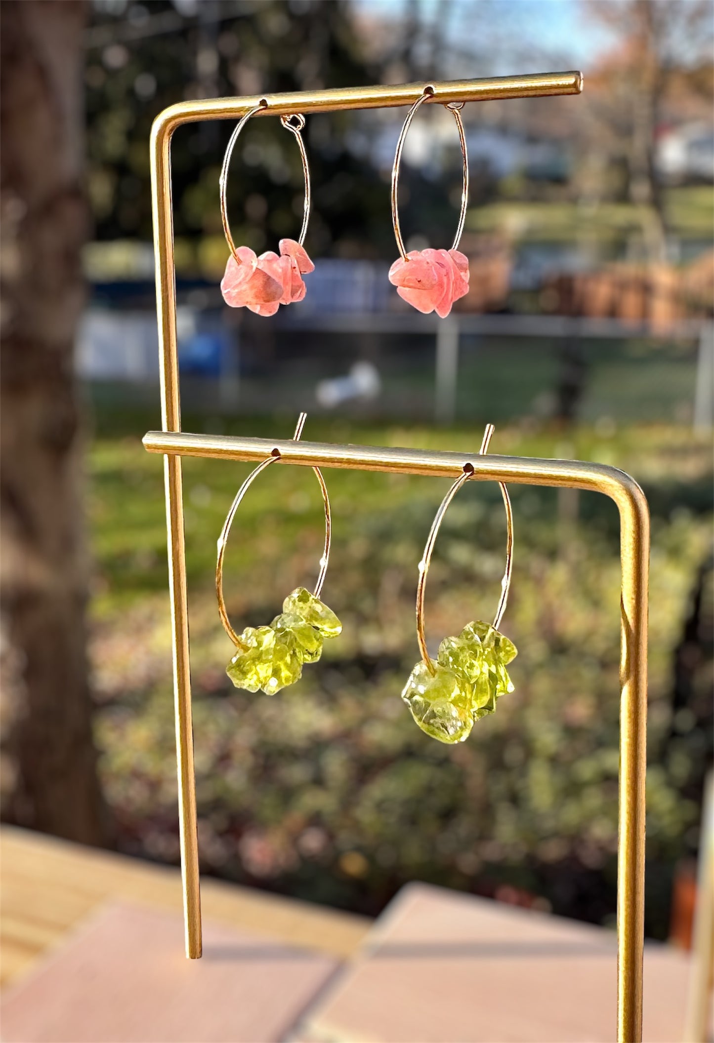 Small Gemstone Hoops