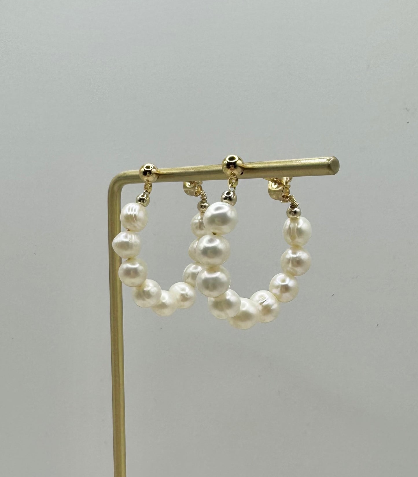Wire Wrapped Freshwater Pearl Hoops