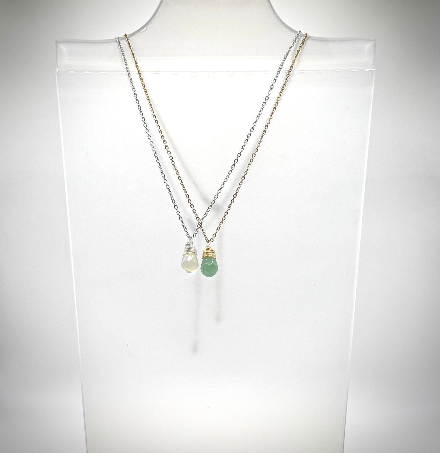 Wire Wrapped Tear Drop Necklace