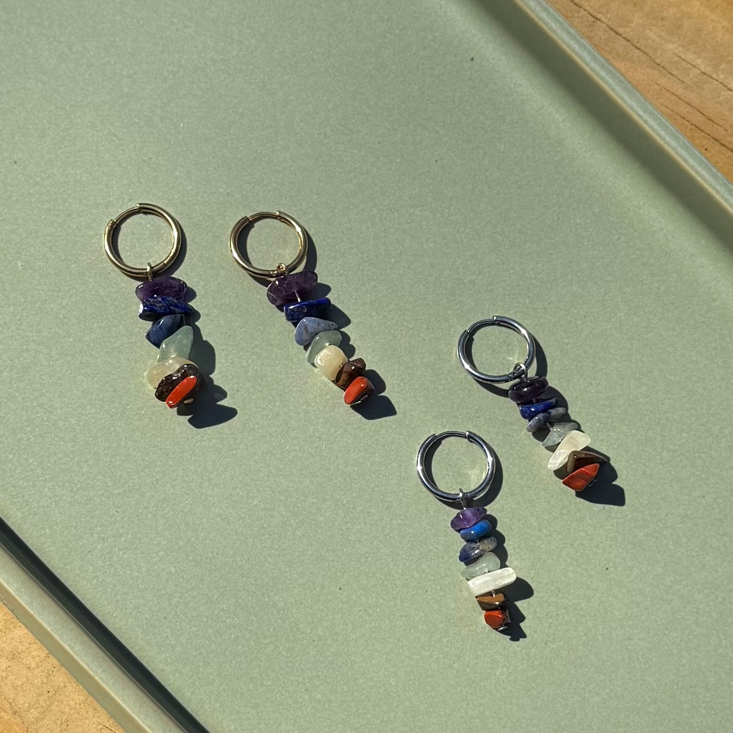 Seven Chakra Huggie Hoops