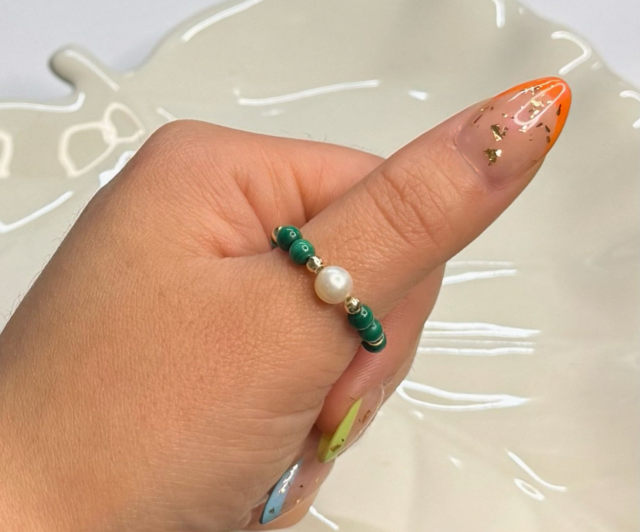 Malachite with Pearl