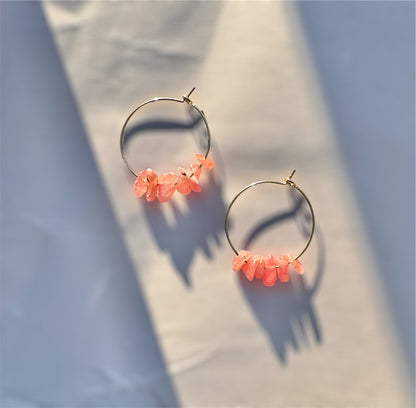 Small Gemstone Chip Hoops