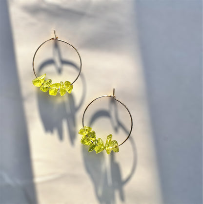 Small Gemstone Chip Hoops