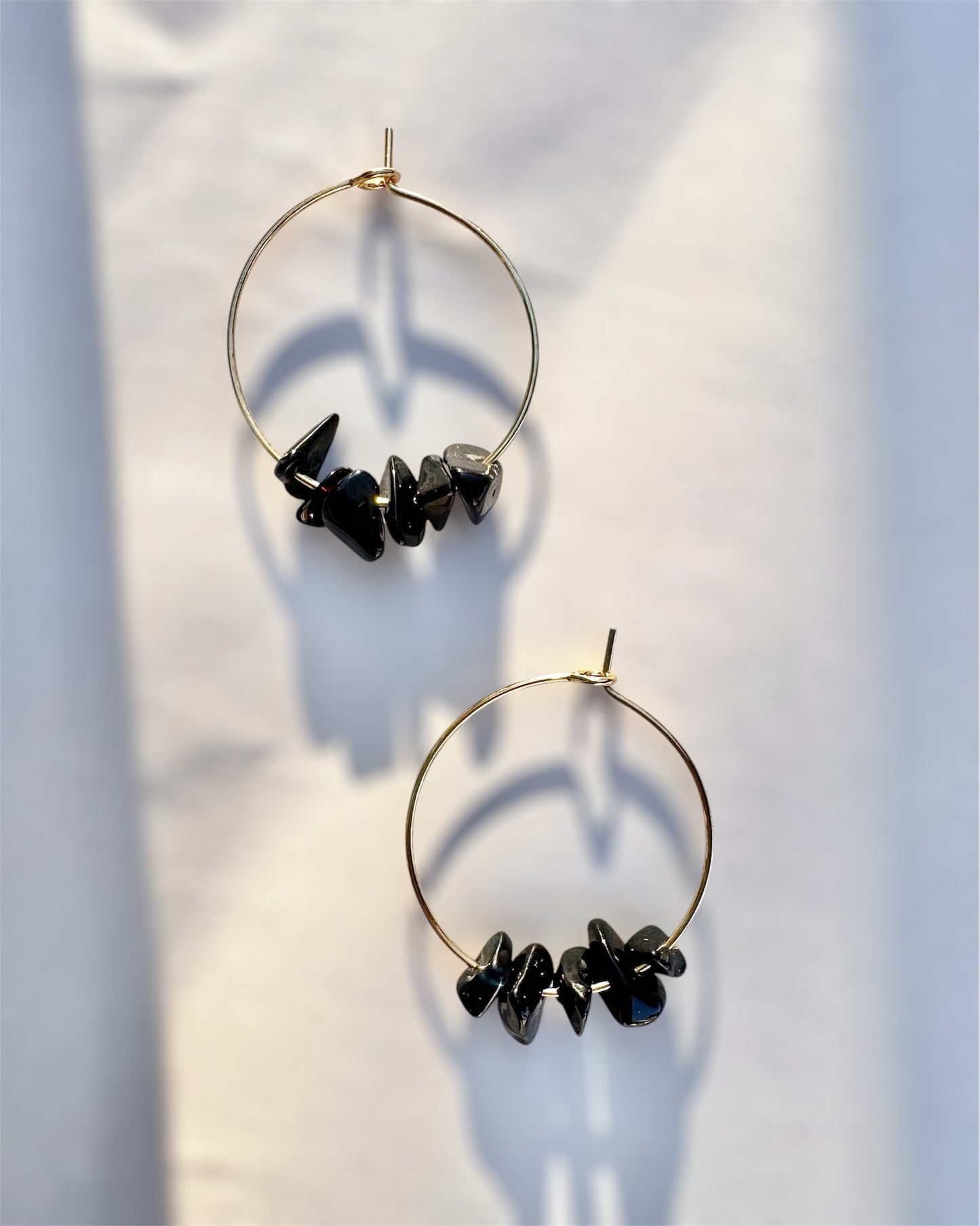 Small Gemstone Chip Hoops