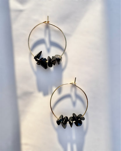 Small Gemstone Chip Hoops