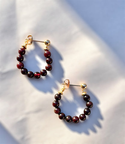 Wire Wrapped Gemstone Hoop Earrings