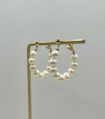 Wire Wrapped Pearl Hoops