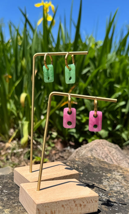 Geometric Malaysian Jade Hoops