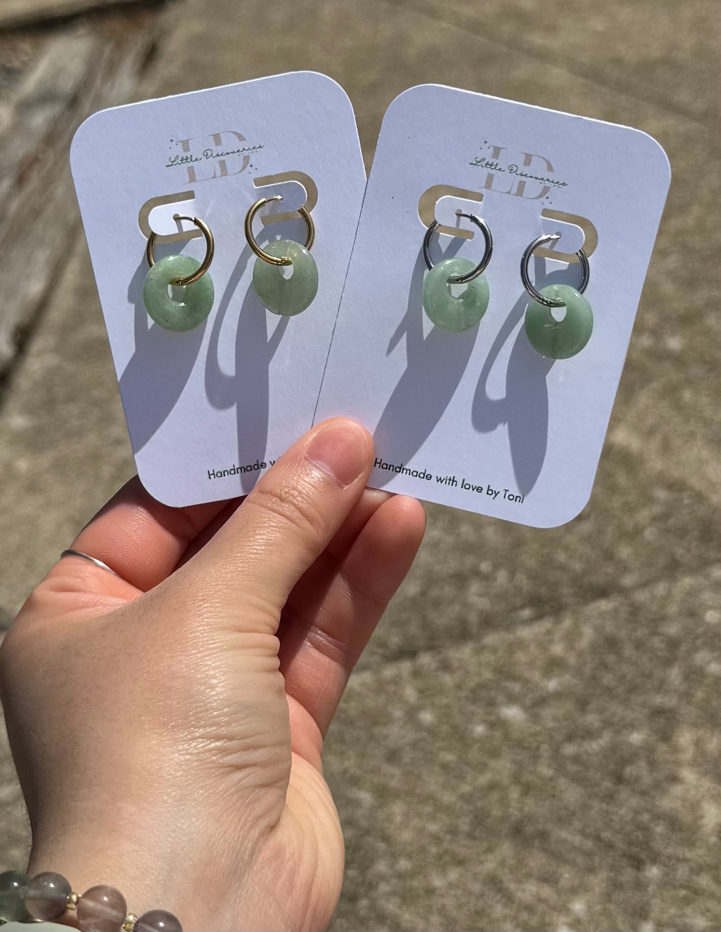 Green Aventurine Hoops