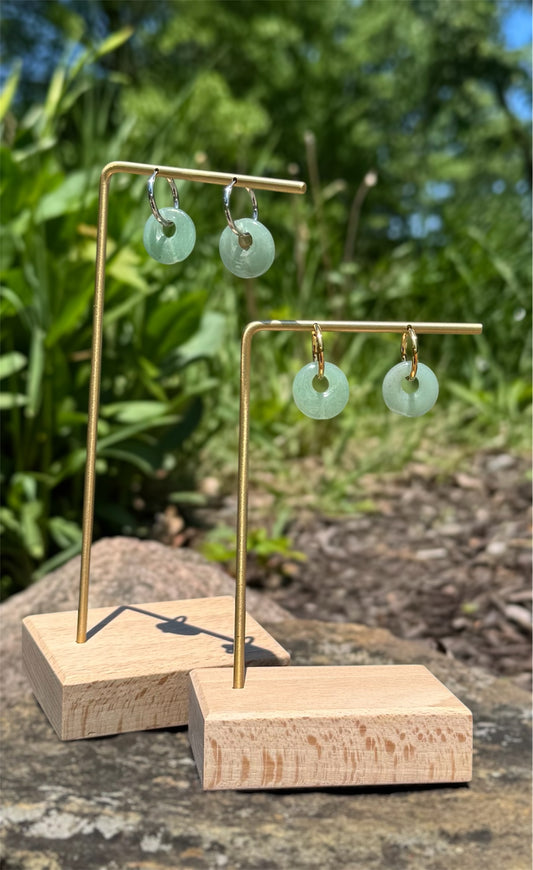 Green Aventurine Hoops