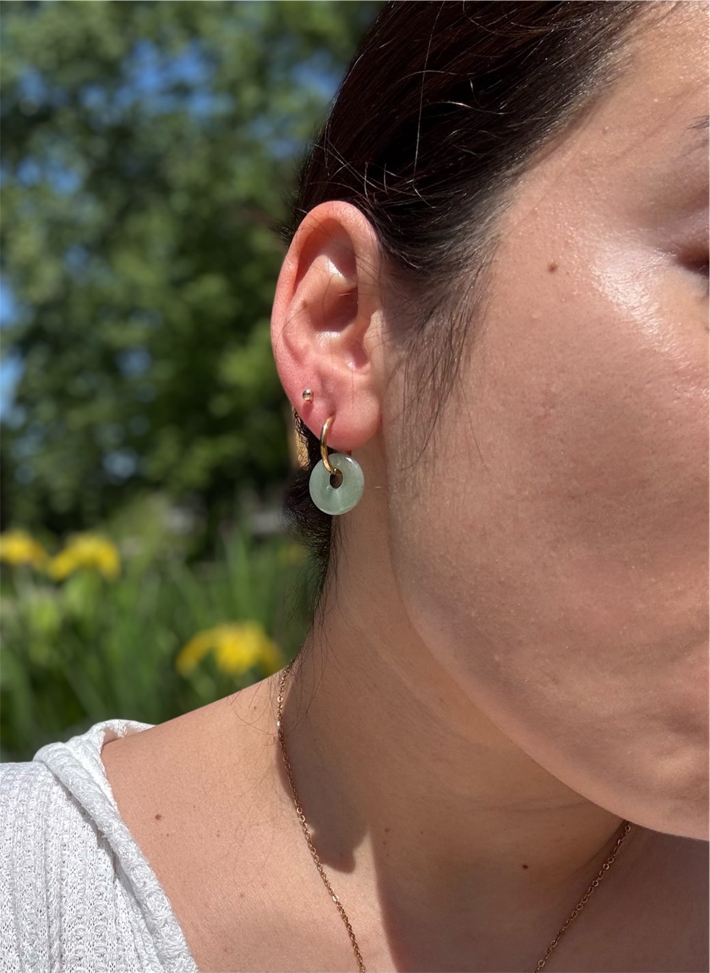 Green Aventurine Hoops